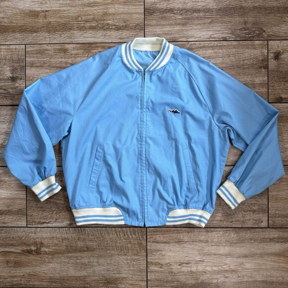 Vintage Sears Thin Bomber Jacket Light Blue Size XXL - Picture 4 of 12